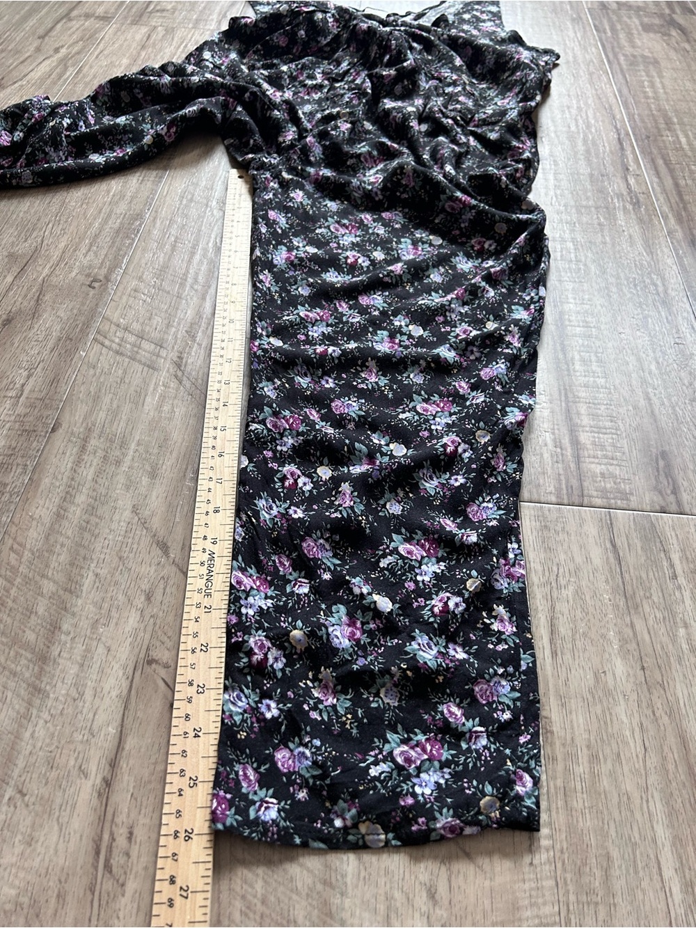 Vintage Sleeveless Black Floral Jumpsuit with Pink & White Flowers Cottagecore - Picture 7 of 8